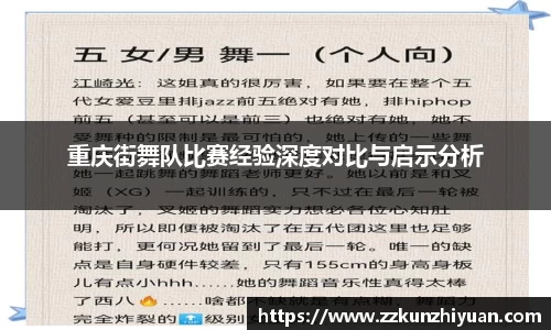重庆街舞队比赛经验深度对比与启示分析